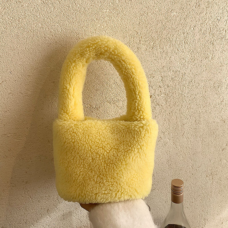 Cute Warm Faux Soft Fur Small Tote Bag