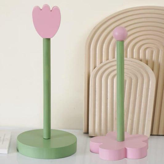 Cute Wood Tulip Flower Paper towel Holder