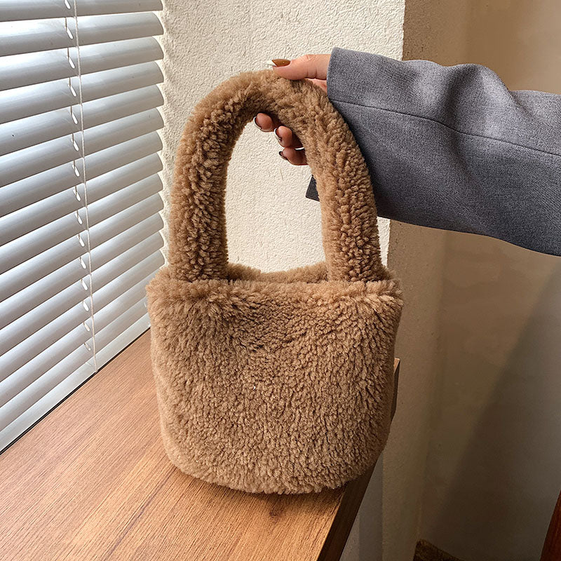 Cute Warm Faux Soft Fur Small Tote Bag