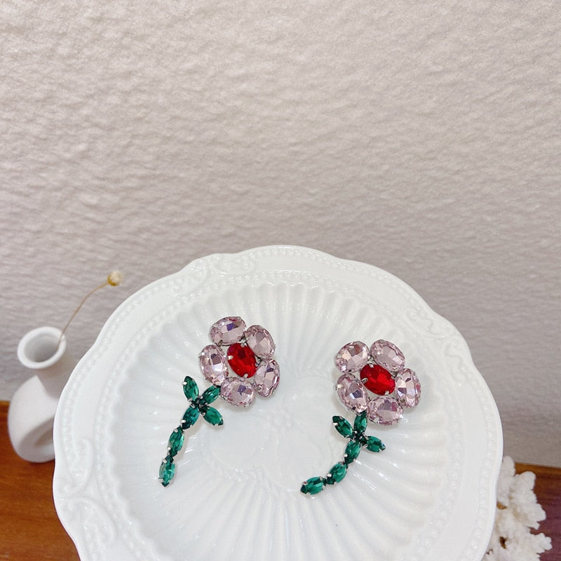 K-stryle Candy Color Y2k Flower Ring Earrings
