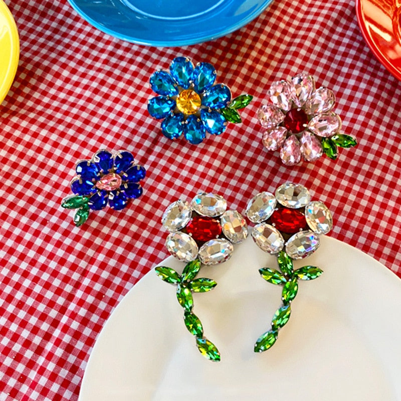 K-stryle Candy Color Y2k Flower Ring Earrings