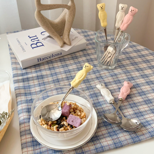 Cute Retro Bear Spoon Fork Set