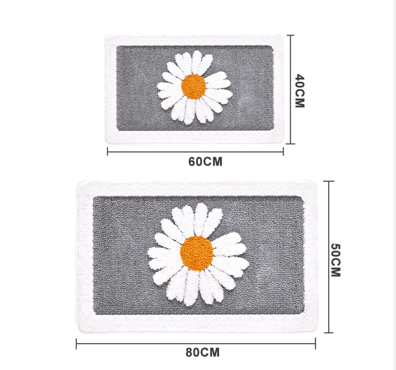 Daisy Floral Bath Mat Floor Rug