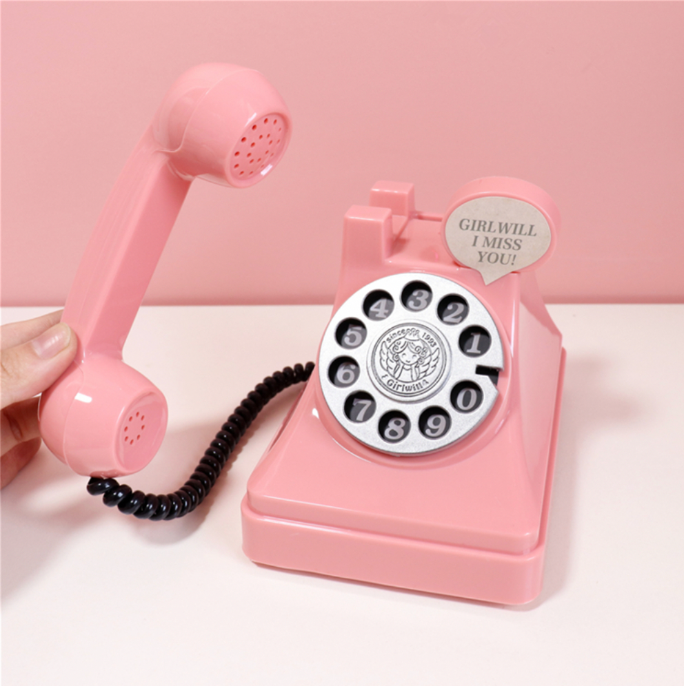 Retro Pink Telephone Piggy Coin Bank