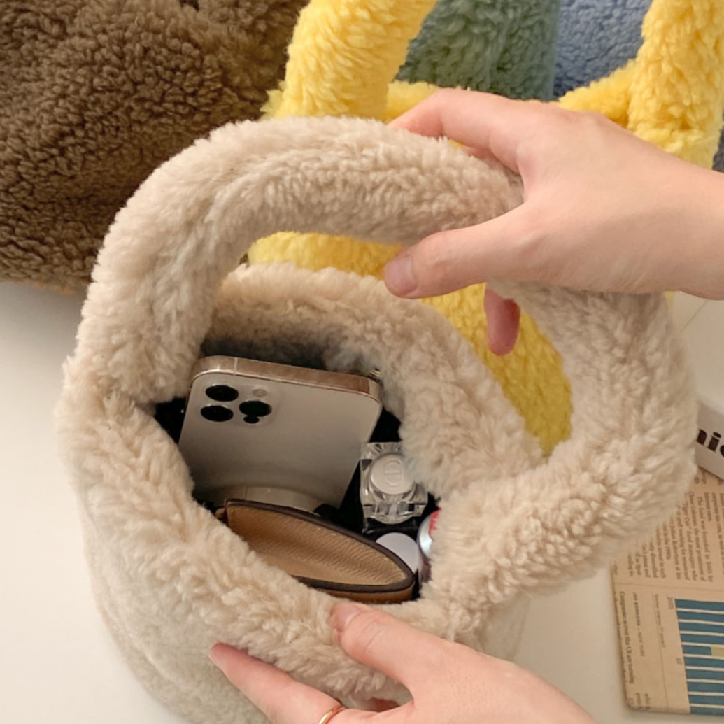 Cute Warm Faux Soft Fur Small Tote Bag