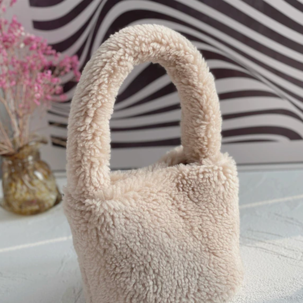 Cute Warm Faux Soft Fur Small Tote Bag