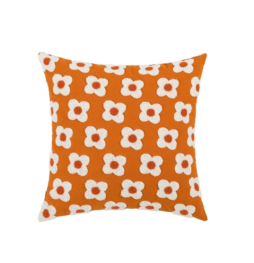 Cute Embroidery Daisy Flower Cushion Cover