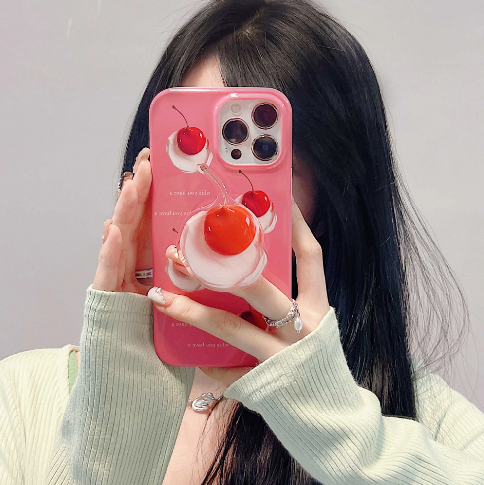 Lovely Barbiecore Pink Cream Cherry iPhone Case