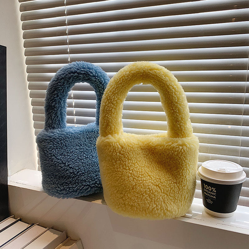 Cute Warm Faux Soft Fur Small Tote Bag