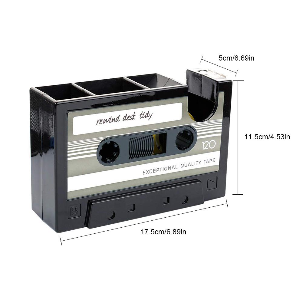 Retro Cassette Tape Dispenser with Pen Holder