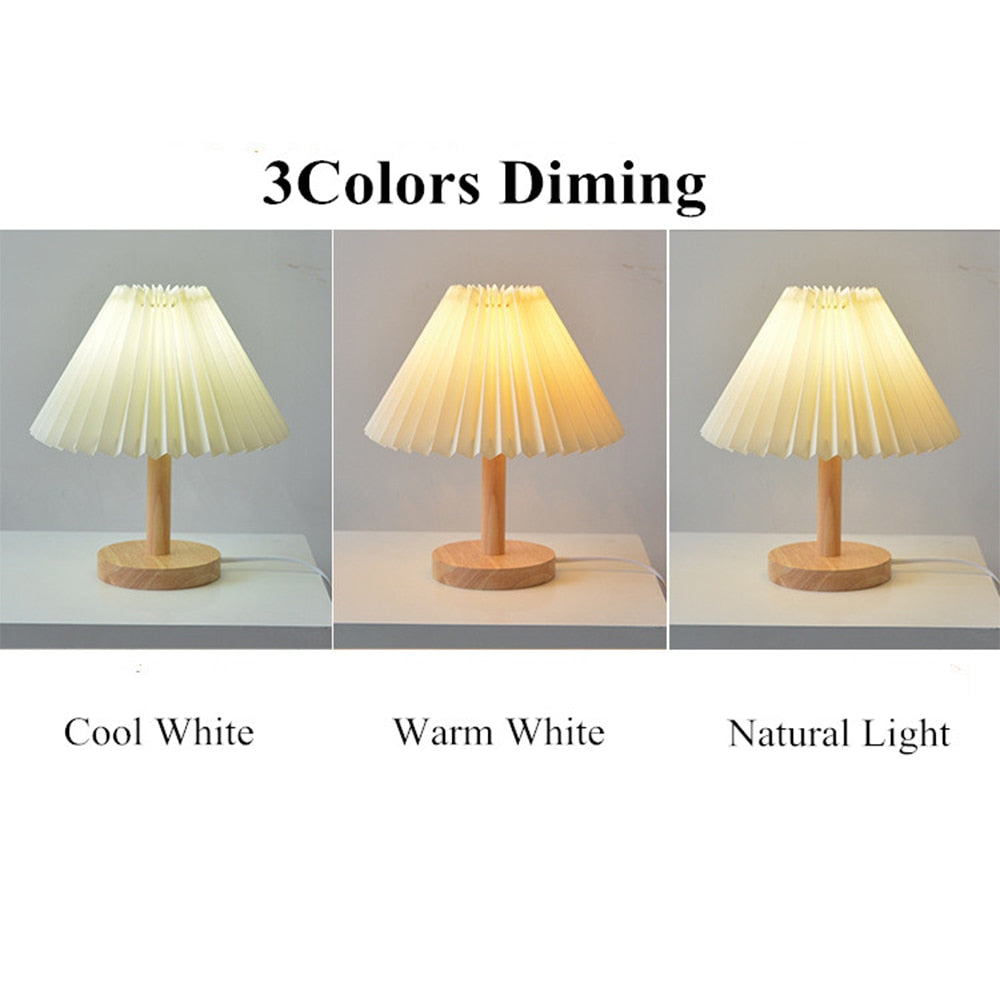 Simplicity Pleated Skirt Lampshade LED Table Lamp