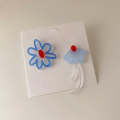 Colorful Asymmetric Acrylic Flower Earrings