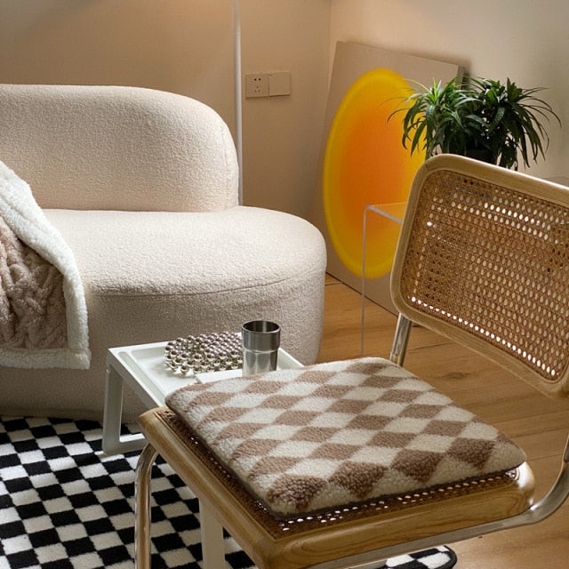Retro Checkerboard Chair Pillow Cushion
