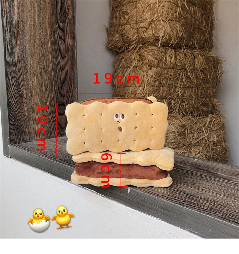 Cute Cookie Shaped Soft Plush Pencil Case