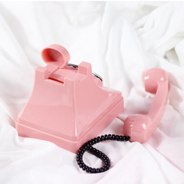 Retro Pink Telephone Piggy Coin Bank