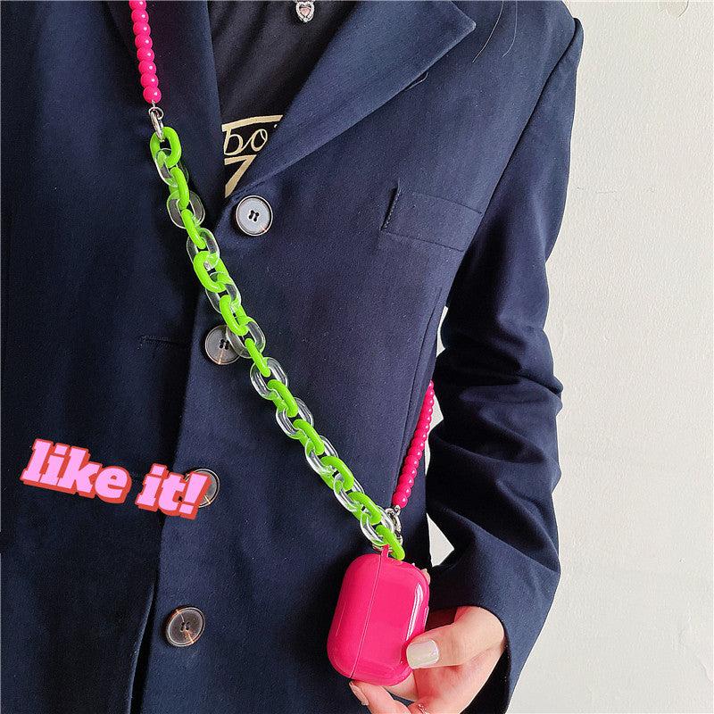 Lovely Magenta Crossbody Chain AirPods Case