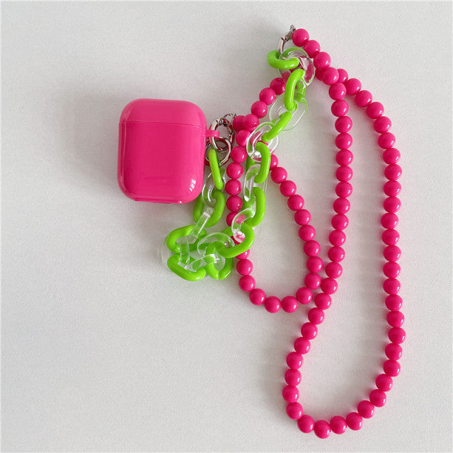 Lovely Magenta Crossbody Chain AirPods Case