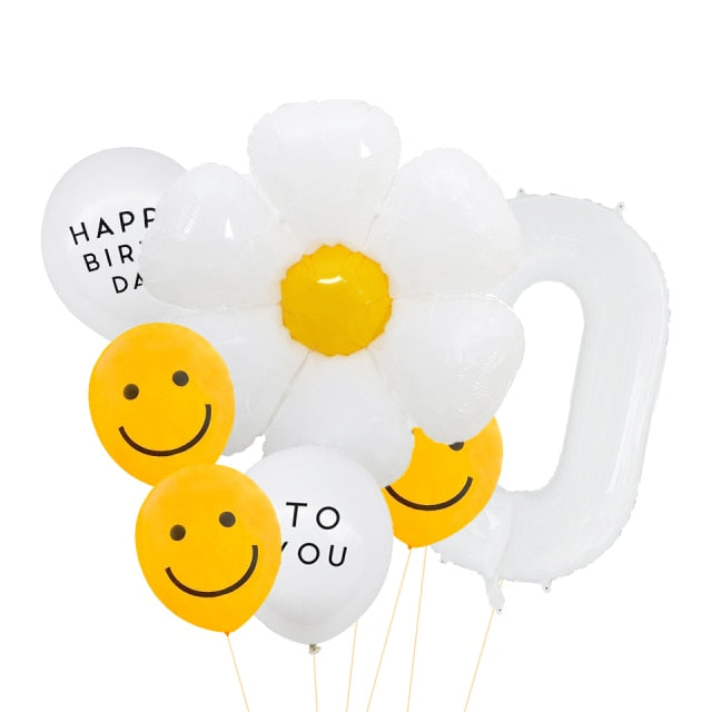 White Daisy Flower Balloon Set 8pcs