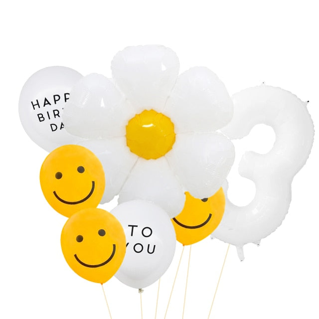 White Daisy Flower Balloon Set 8pcs