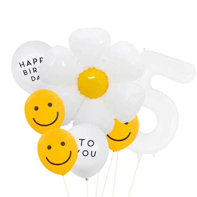 White Daisy Flower Balloon Set 8pcs