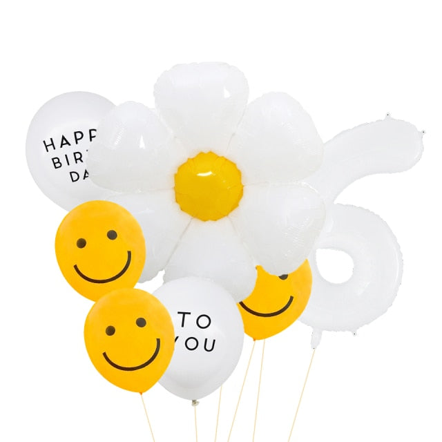 White Daisy Flower Balloon Set 8pcs