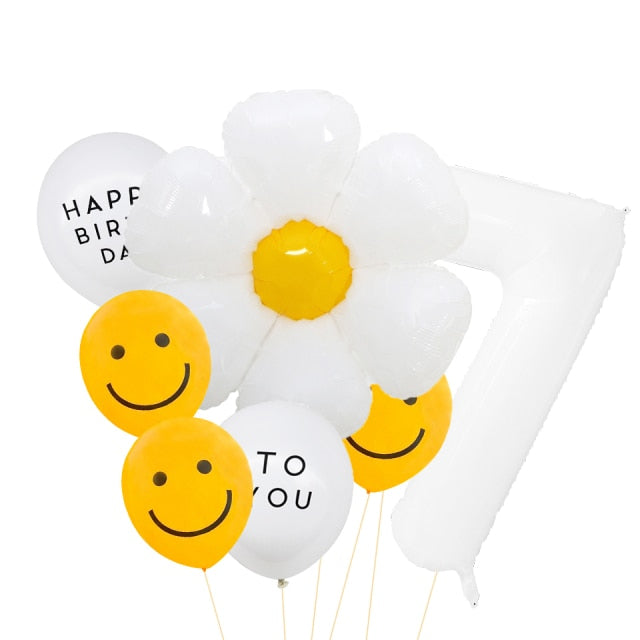 White Daisy Flower Balloon Set 8pcs
