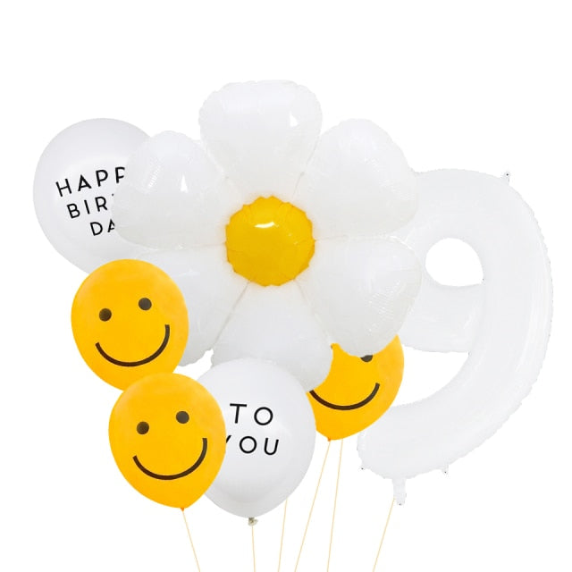 White Daisy Flower Balloon Set 8pcs