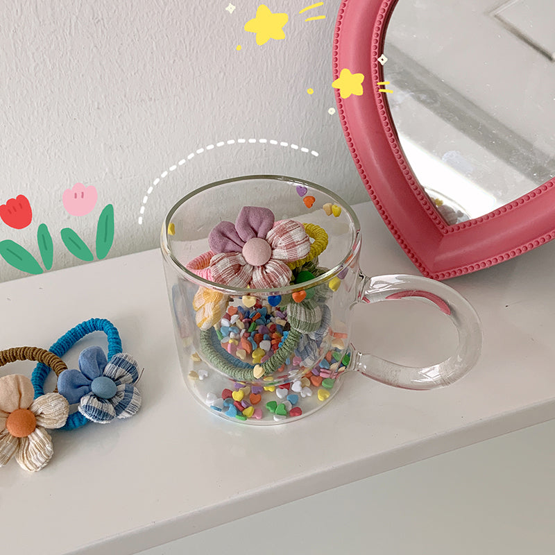 Cute Double Layer Heart Quicksand Glass Cup