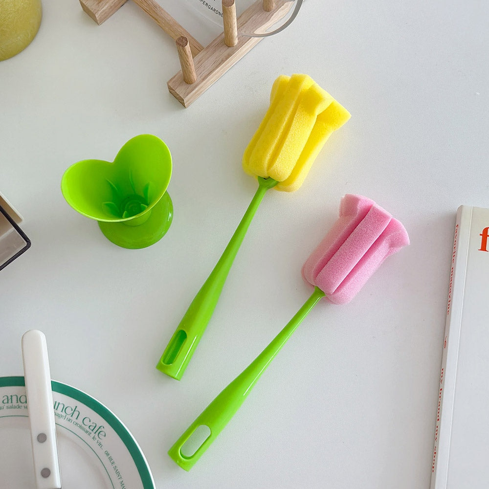 Cute Tulip Long Handle Mug Cleaning Brush