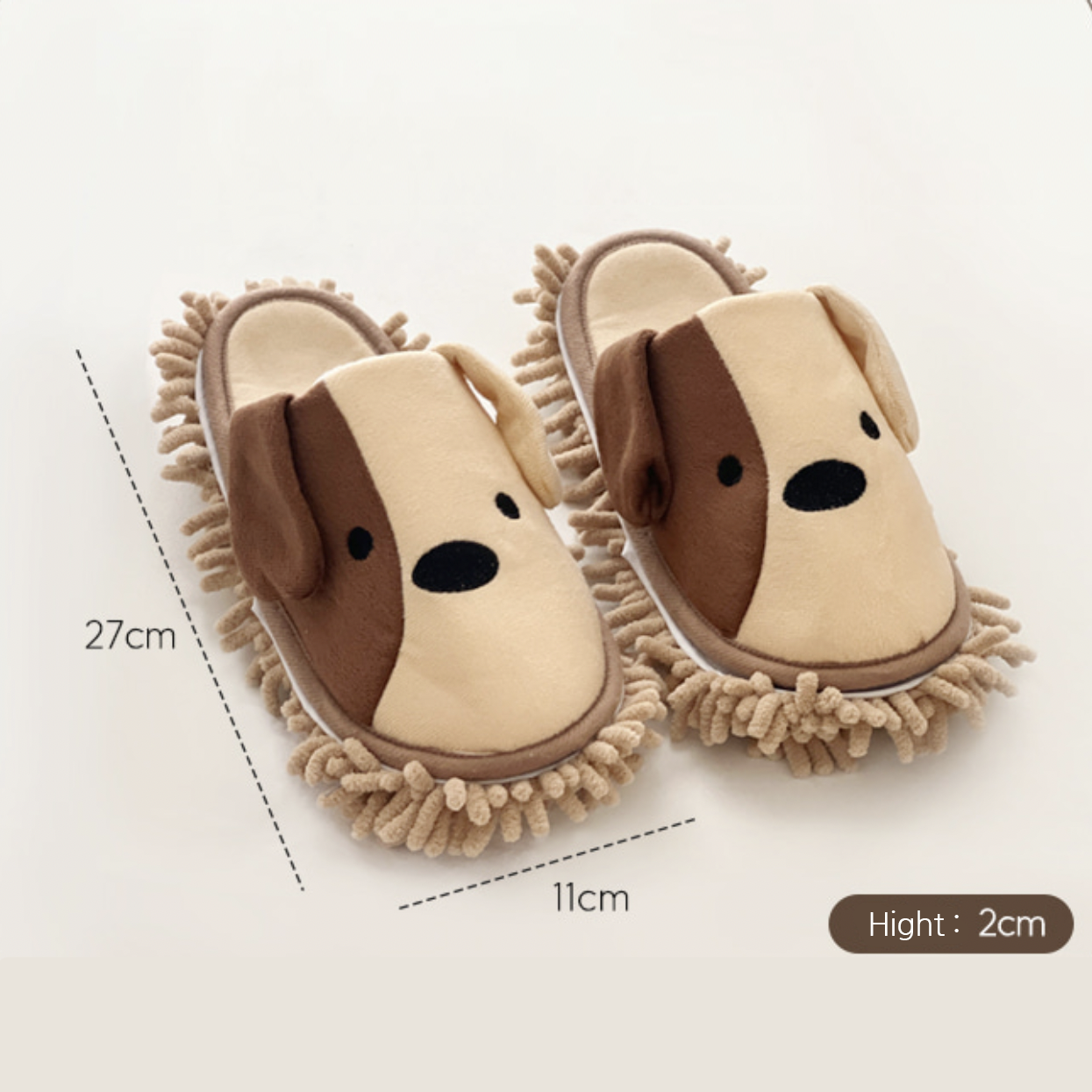 Cute Dog Washable Dust Mop Slippers