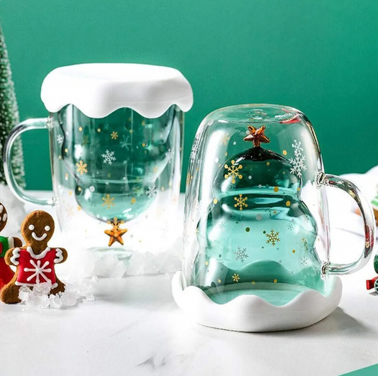 Cute Christmas Tree Glass Mug