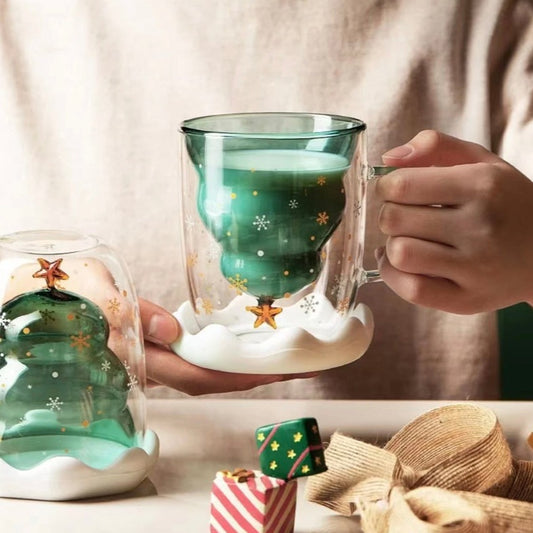 Cute Christmas Tree Glass Mug