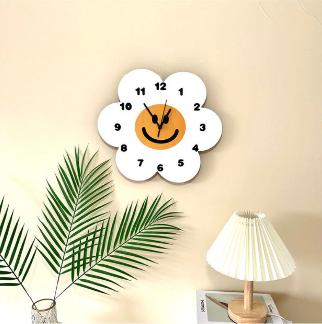 Happy Face Daisy Wall Clock