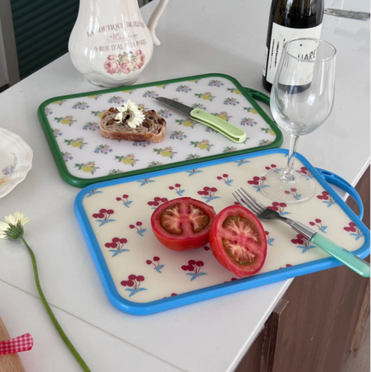 Lovely Retro Floral Cherry Cutting Board