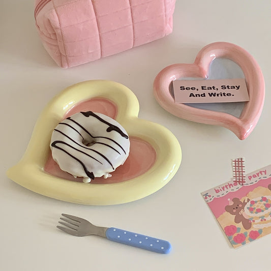 Lovely Cotton candy color Heart Flat Plate