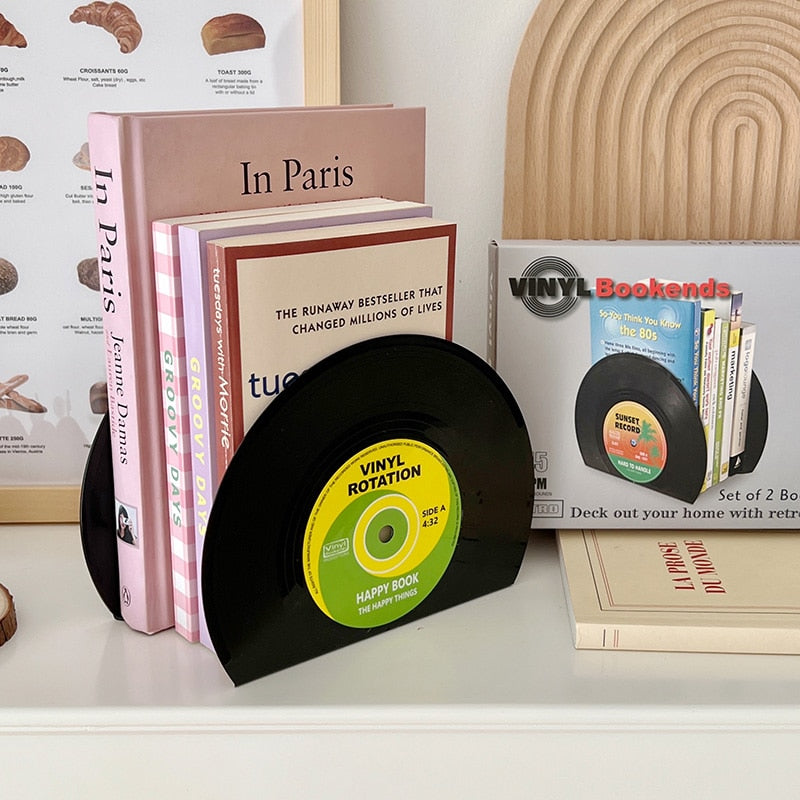 Retro Vinyl Record Bookends