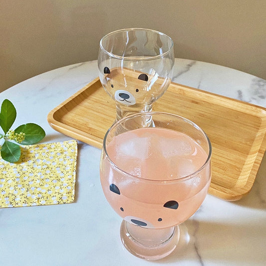 Cute Bear Face Glass Cup