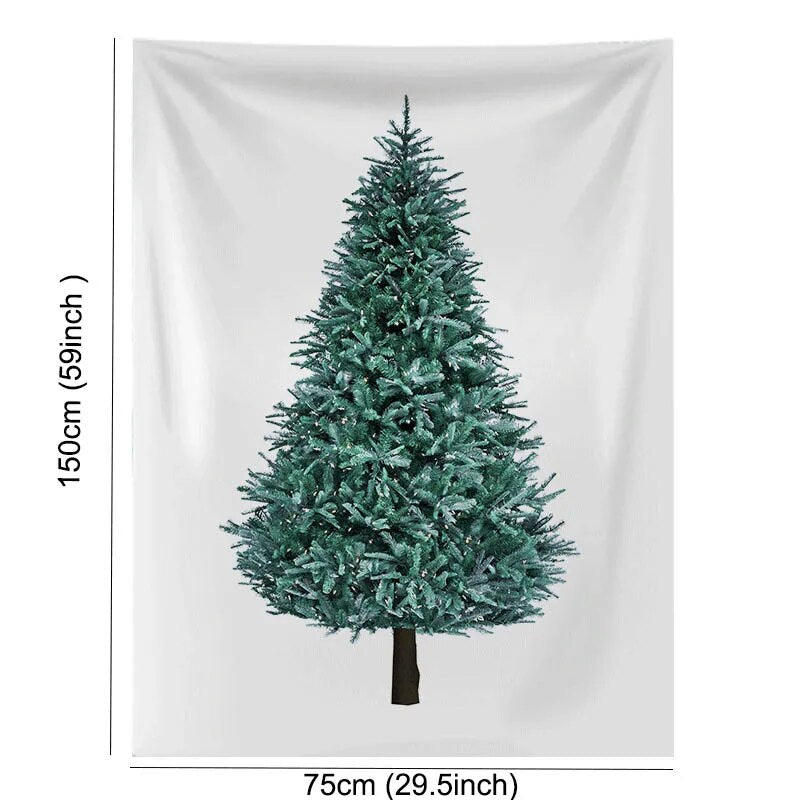 Happy Christmas Tree Wall Tapestry