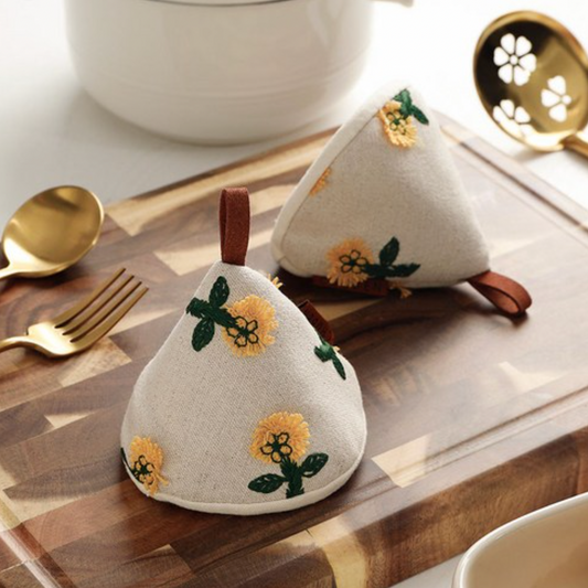 Yellow Daisy Fabric Oven Mitts