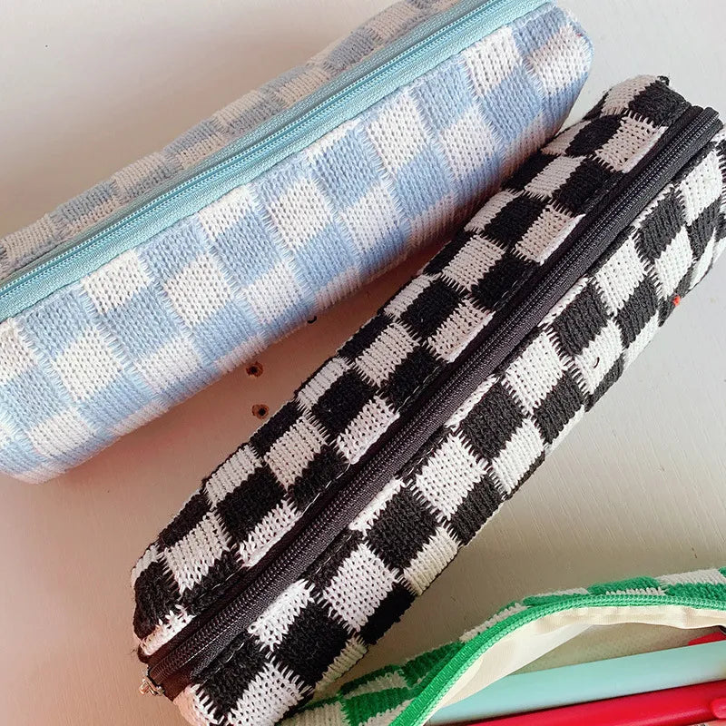 Retro Checkered Pencil Case