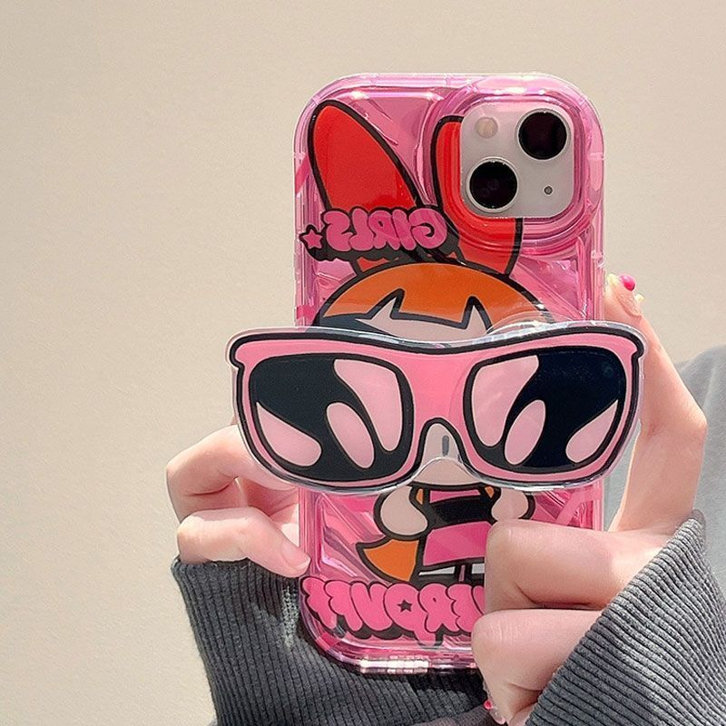 Cute Power Girls iPhone Case with Sunglasses Phone grip