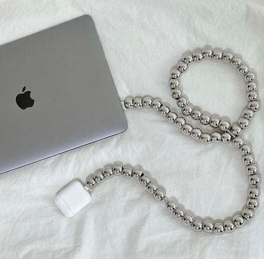 Beautiful Silver Beaded iPhone Charger Cable