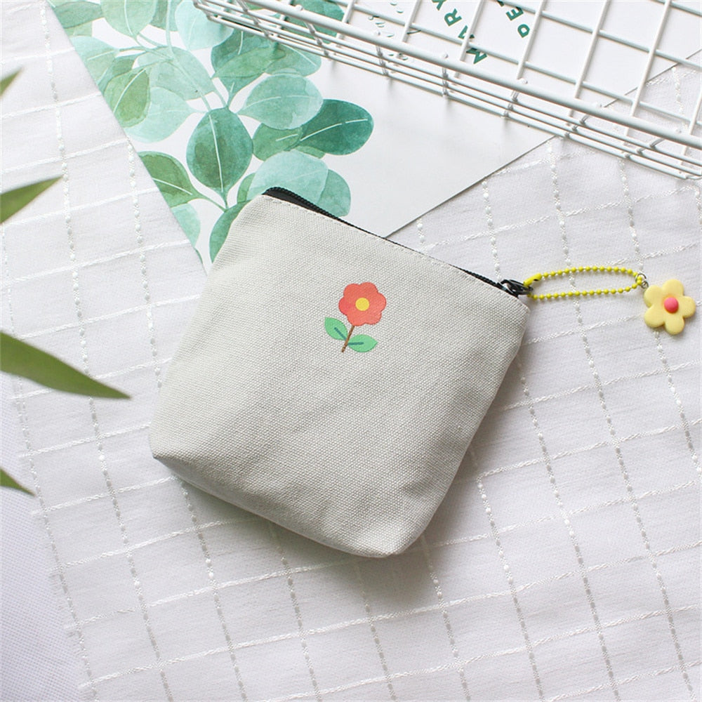 Cute Flower mini Canvas Storage Bag