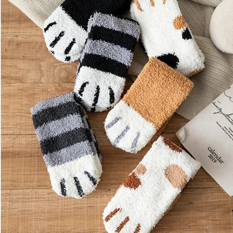 Cute Cat Paw Pattern Warm Sleeping Socks