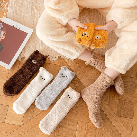 Cute Bear Fluffy Sleeping Socks