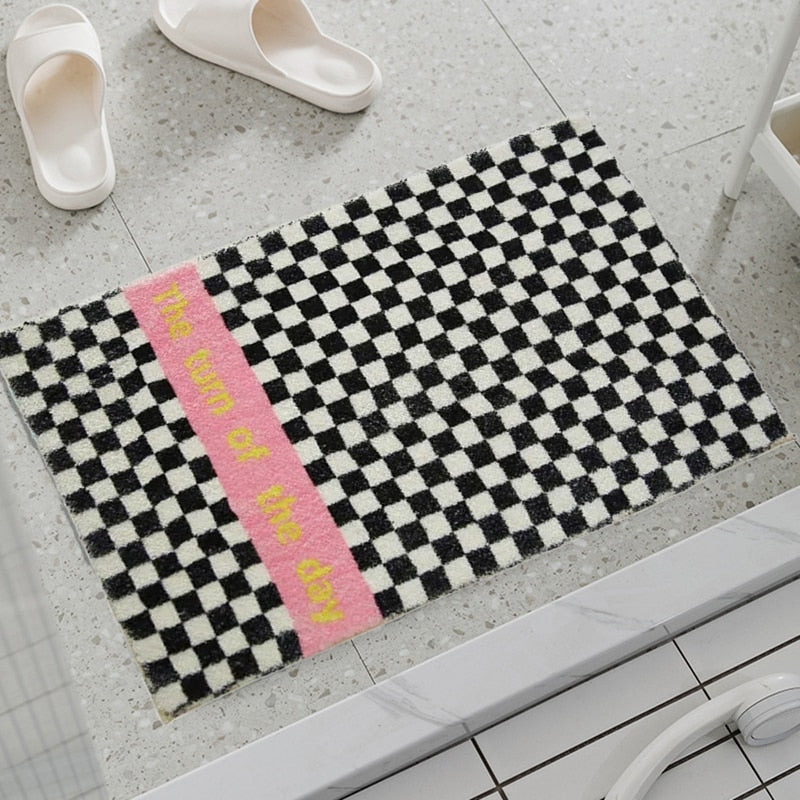 Cute Checkered mini Rug Bath Mat