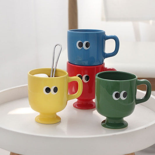 Cute Big Eyes Ceramic Goblet Mug Cup