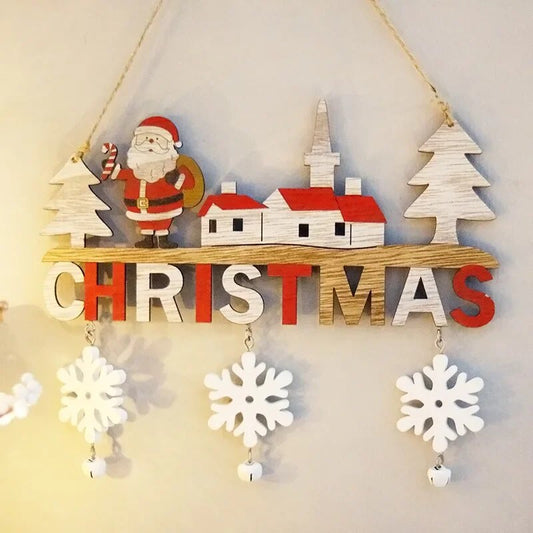 Happy Christmas Wooden Door Hanger