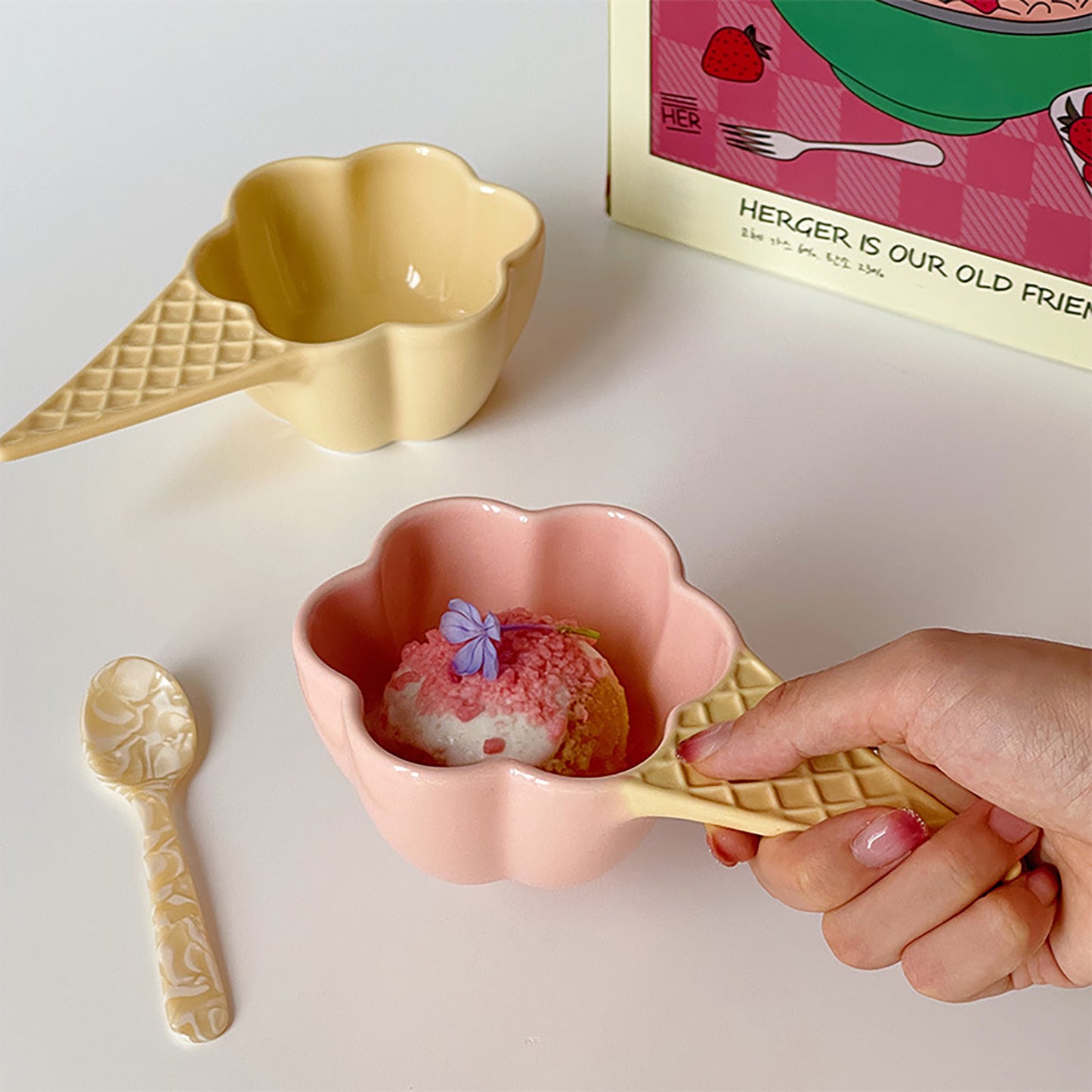 Cute Ice cream Shaped Ceramic Bowl