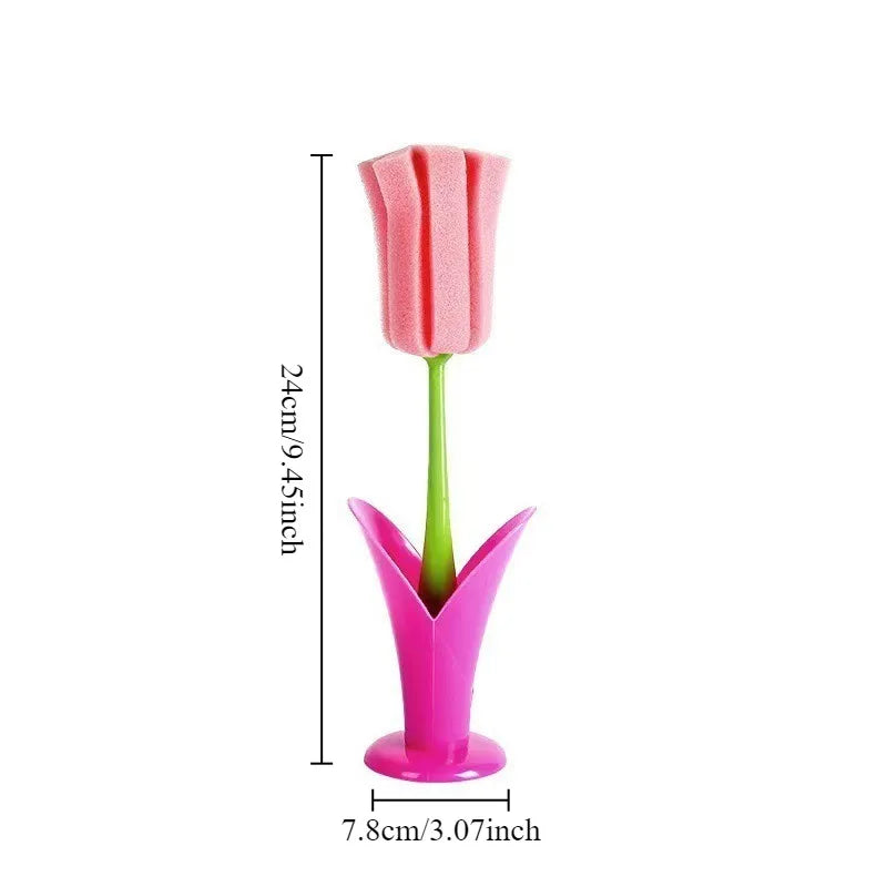 Cute Tulip Long Handle Mug Cleaning Brush